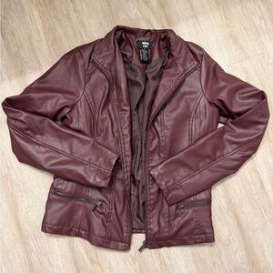 Miss Lili Women's Wine Faux Leather Jacket